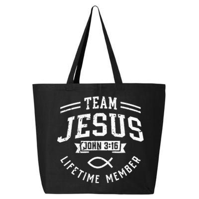 Team Jesus John 316 Lifetime Member God Christian Gift 25L Jumbo Tote