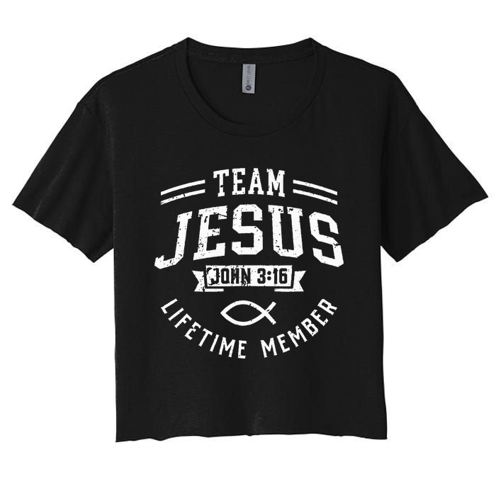 Team Jesus John 316 Lifetime Member God Christian Gift Women's Crop Top Tee