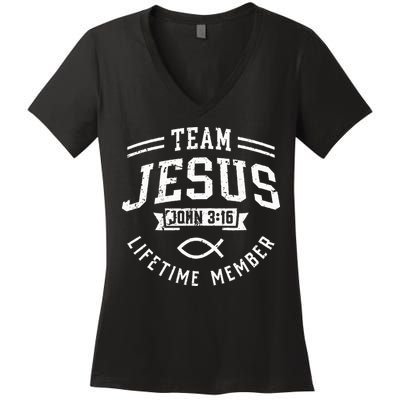 Team Jesus John 316 Lifetime Member God Christian Gift Women's V-Neck T-Shirt