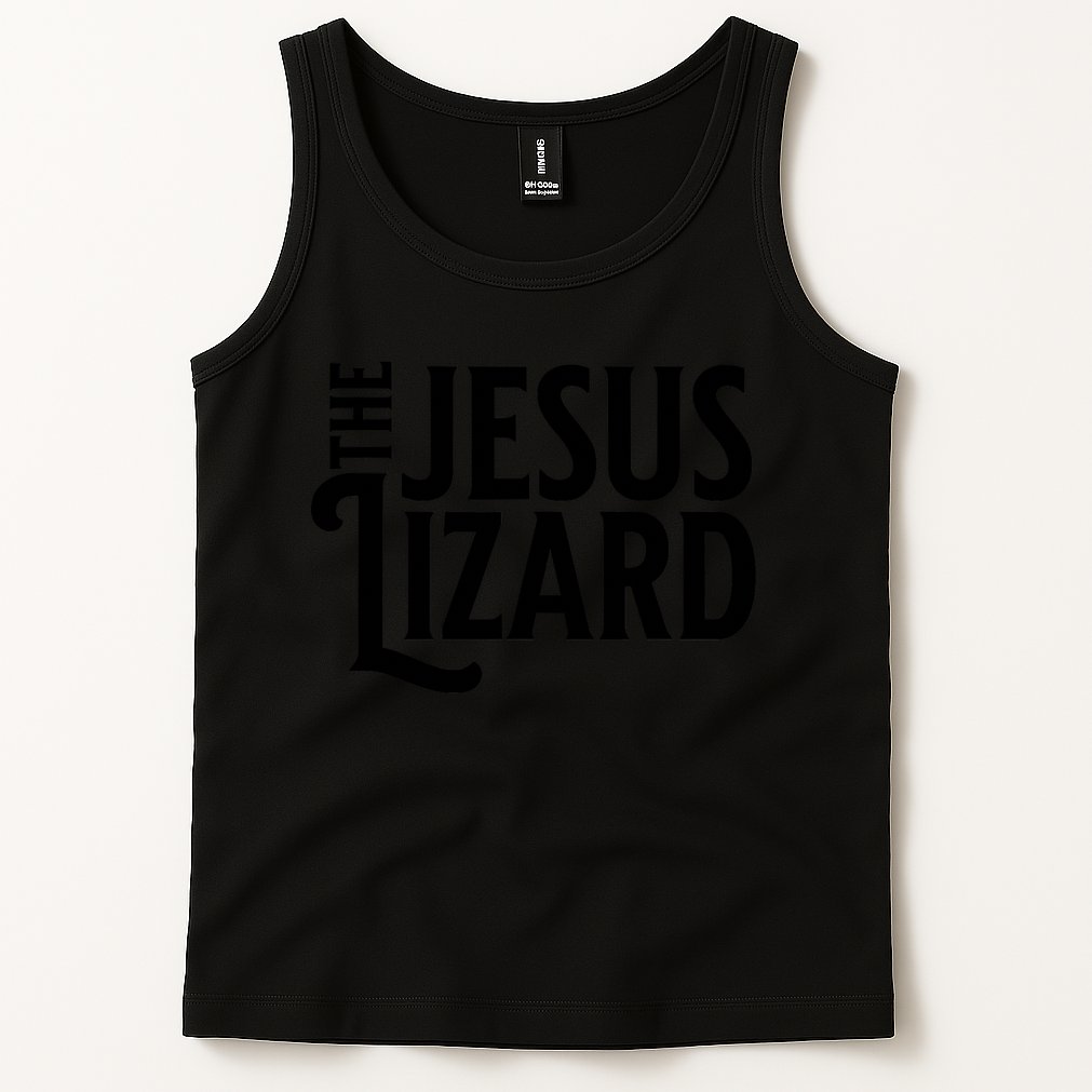 The Jesus Lizard Black Retro Vintage Text On Funny Christian Tank Top