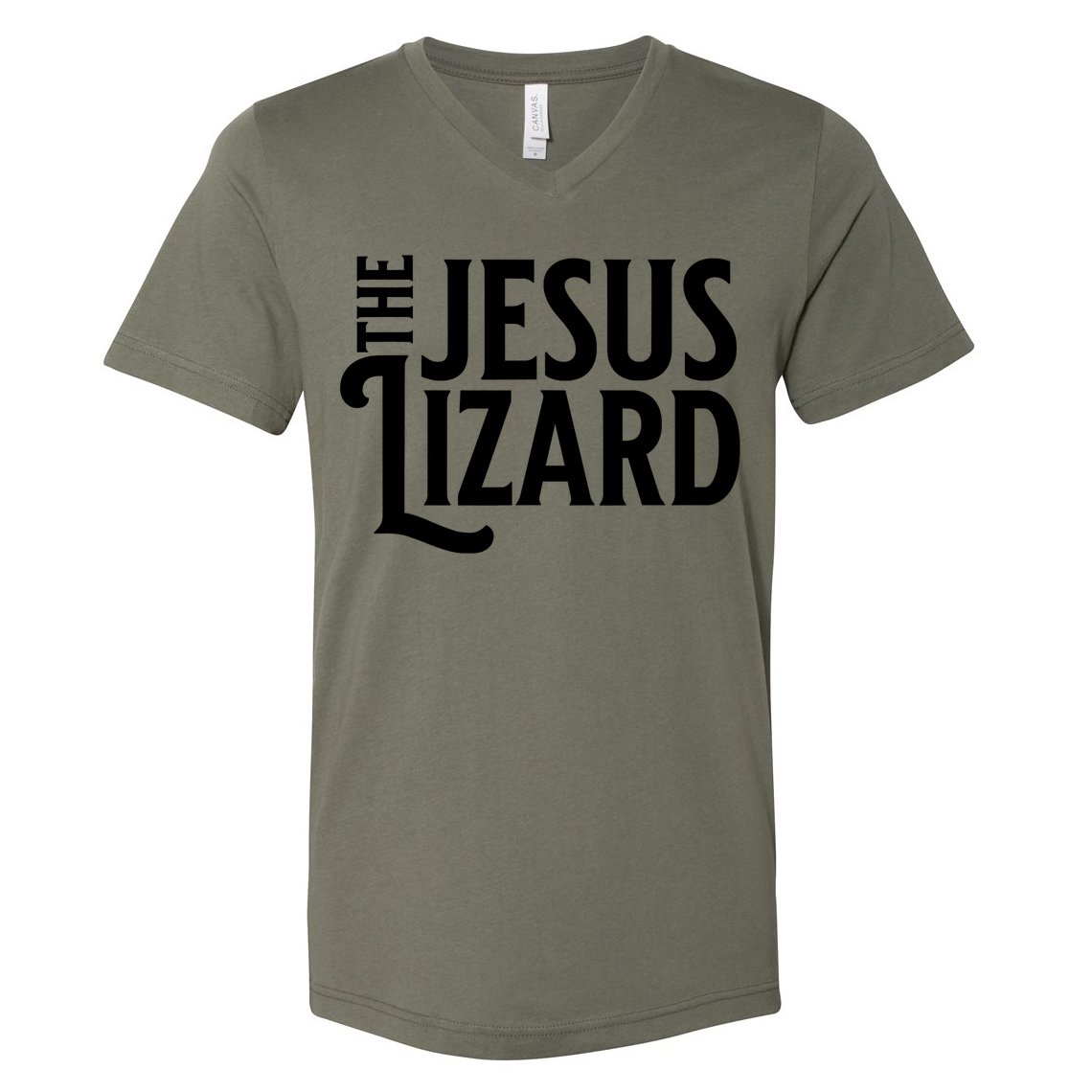 The Jesus Lizard Black Retro Vintage Text On Funny Christian V-Neck T-Shirt