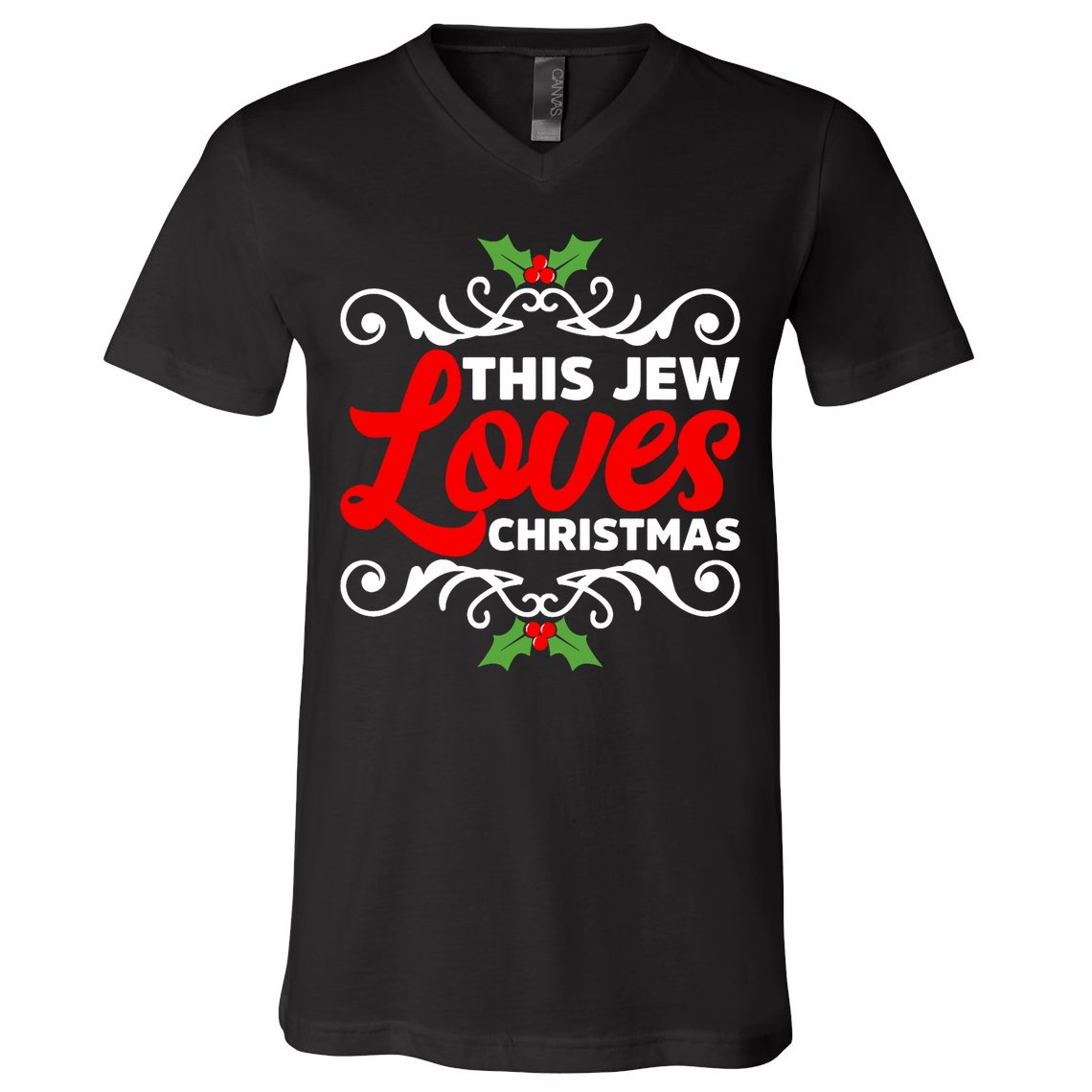 This Jew Loves Christmas Eve Celebration Winter Xmas V-Neck T-Shirt