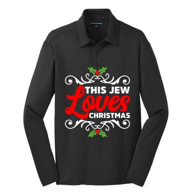 This Jew Loves Christmas Eve Celebration Winter Xmas Silk Touch Performance Long Sleeve Polo