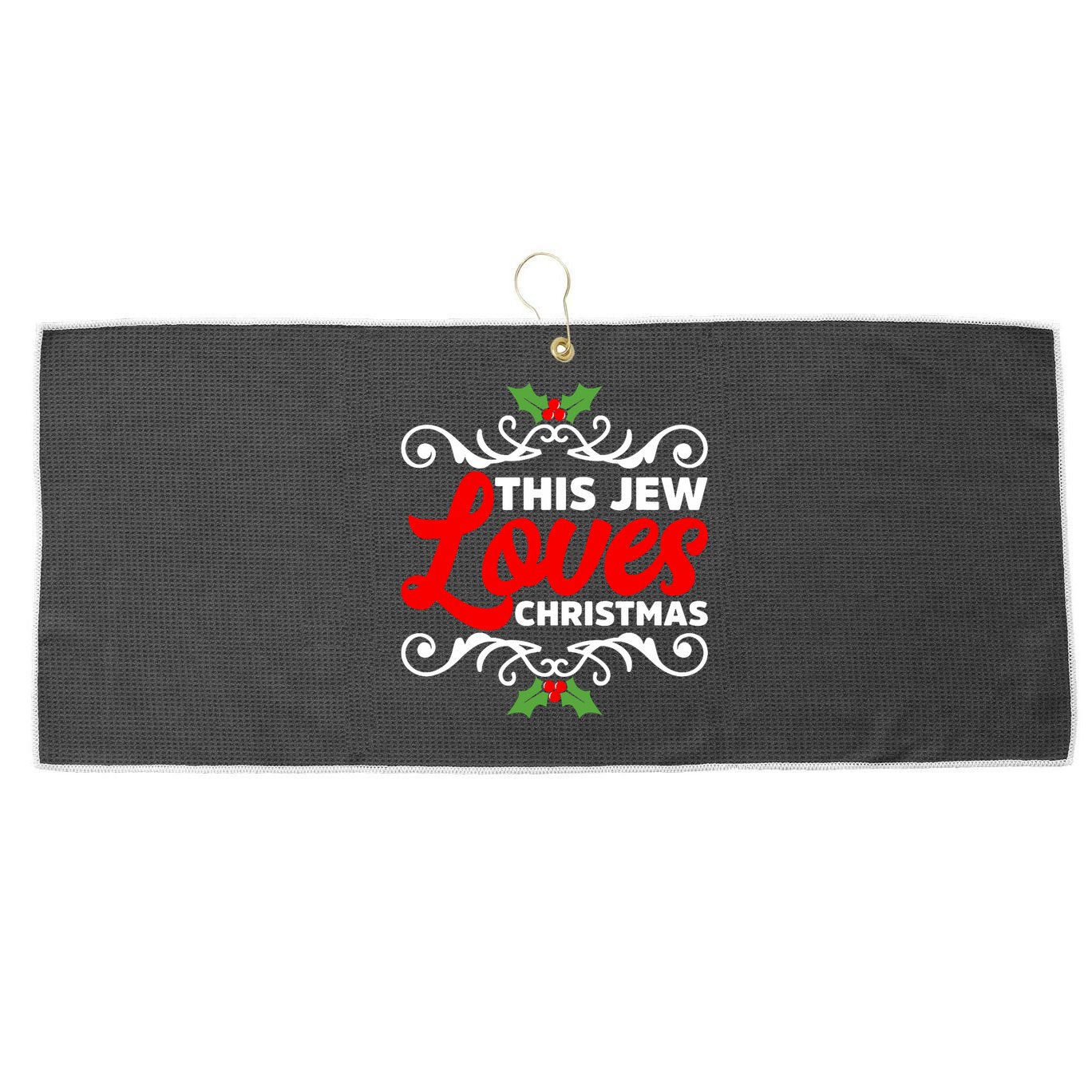 This Jew Loves Christmas Eve Celebration Winter Xmas Large Microfiber Waffle Golf Towel