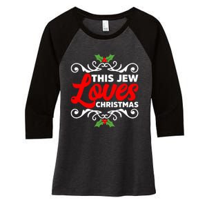 This Jew Loves Christmas Eve Celebration Winter Xmas Women's Tri-Blend 3/4-Sleeve Raglan Shirt