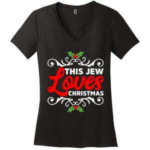 This Jew Loves Christmas Eve Celebration Winter Xmas Women's V-Neck T-Shirt