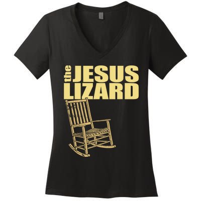 The Jesus Lizard Funny Chair Saying Christian Faith Music Women's V-Neck T-Shirt