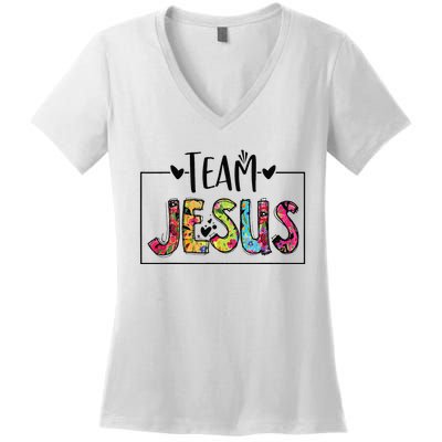 Team Jesus Lover Christian Religious Believers God Women's V-Neck T-Shirt