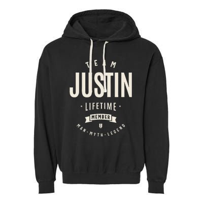 Team Justin Lifetime Member Justin Name Garment-Dyed Fleece Hoodie