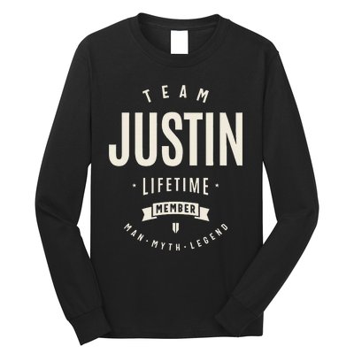 Team Justin Lifetime Member Justin Name Long Sleeve Shirt