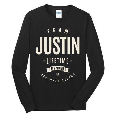 Team Justin Lifetime Member Justin Name Tall Long Sleeve T-Shirt