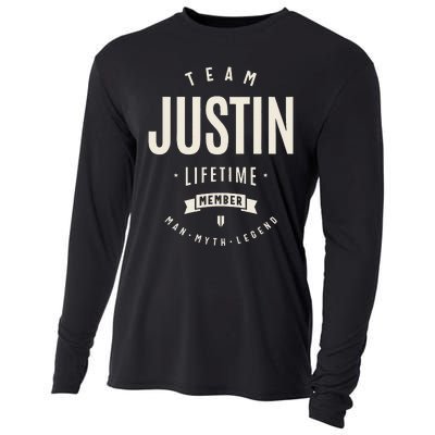 Team Justin Lifetime Member Justin Name Cooling Performance Long Sleeve Crew