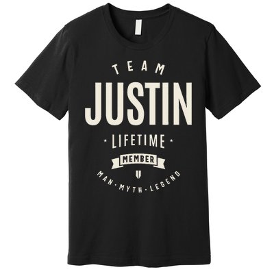 Team Justin Lifetime Member Justin Name Premium T-Shirt