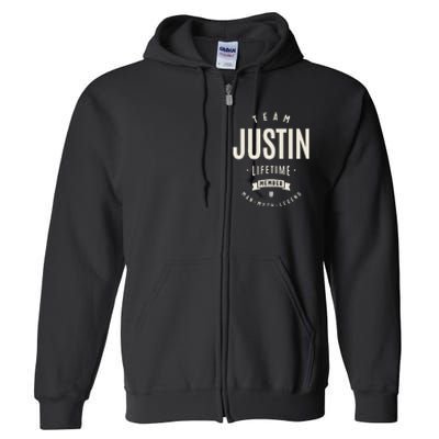 Team Justin Lifetime Member Justin Name Full Zip Hoodie