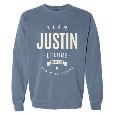 Team Justin Lifetime Member Justin Name Garment-Dyed Sweatshirt