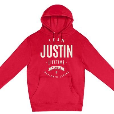 Team Justin Lifetime Member Justin Name Premium Pullover Hoodie