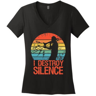 Trombone Jazz Musician Trombone Player Women's V-Neck T-Shirt