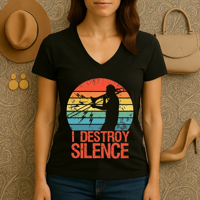 Trombone Jazz Musician Trombone Player Women's V-Neck T-Shirt