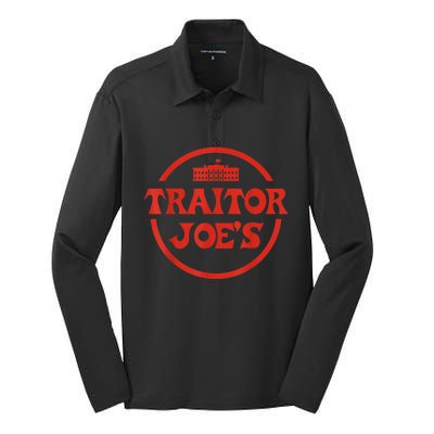 Traitor Joe's MAGA AntiBiden Funny Political Silk Touch Performance Long Sleeve Polo