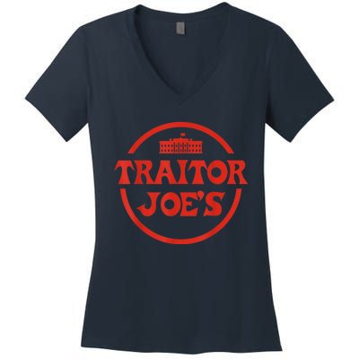 Traitor Joe's MAGA AntiBiden Funny Political Women's V-Neck T-Shirt