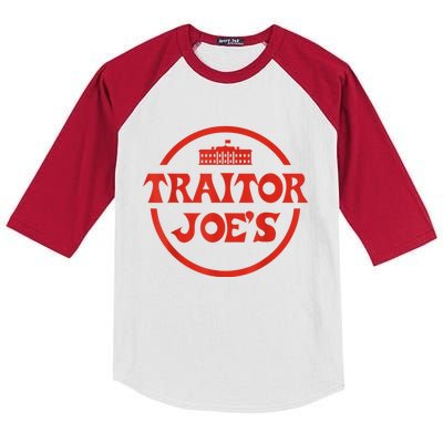 Traitor Joe's MAGA AntiBiden Funny Political Kids Colorblock Raglan Jersey