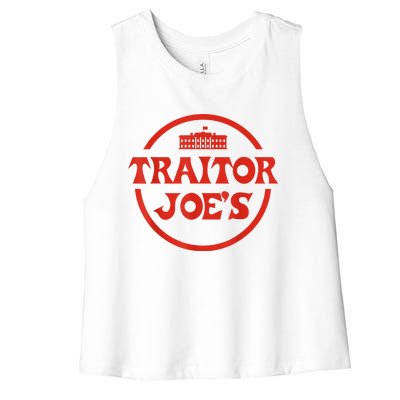 Traitor Joe's MAGA AntiBiden Funny Political Women's Racerback Cropped Tank