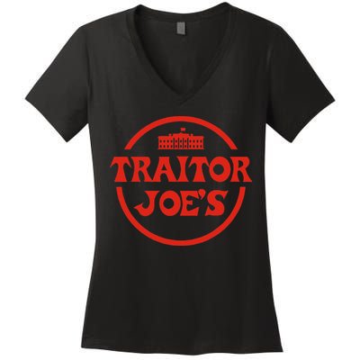 Traitor Joe's MAGA Anti-Biden Funny Political  Women's V-Neck T-Shirt