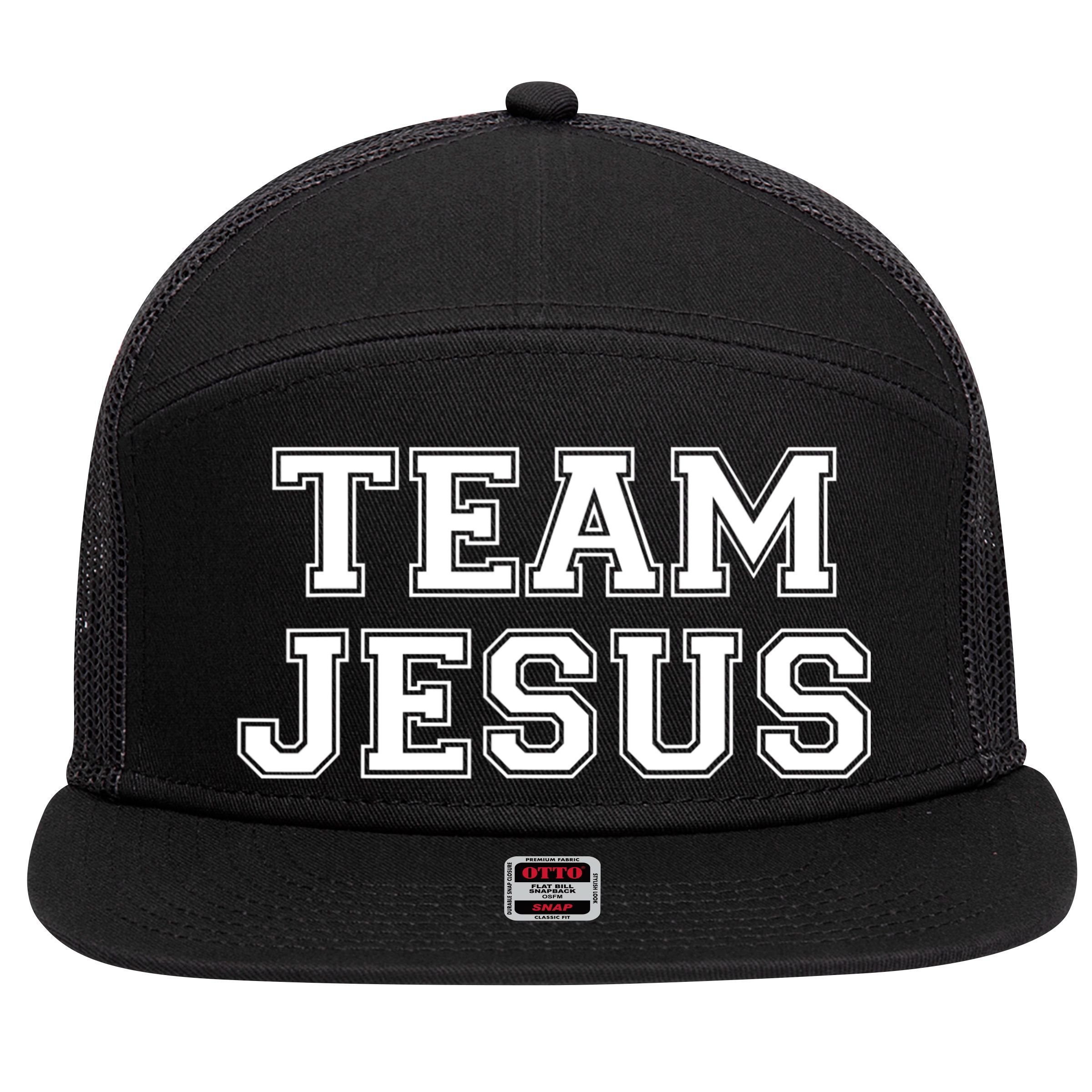 Team Jesus Men Women Fun Christian 7 Panel Mesh Trucker Snapback Hat