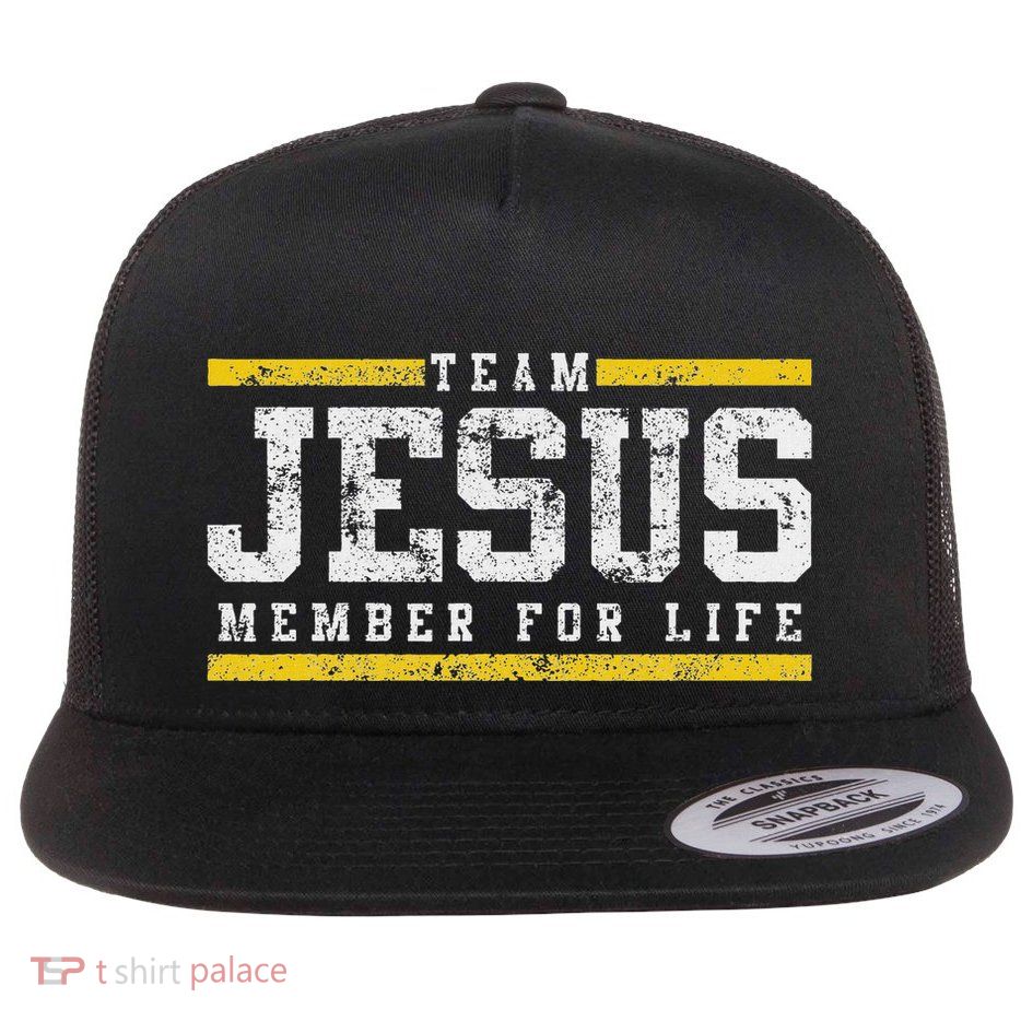 Team Jesus Member For Life Church Flat Bill Trucker Hat