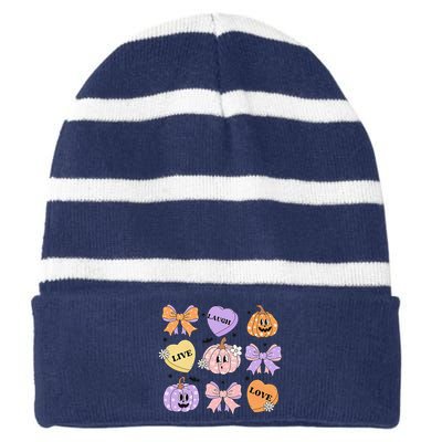 The Joy Of The Harvest Season Striped Beanie with Solid Band