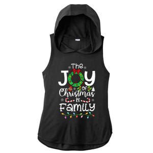 The Joy Of Christmas Is Family Xmas Family Ladies PosiCharge Tri-Blend Wicking Draft Hoodie Tank