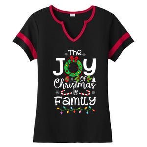 The Joy Of Christmas Is Family Xmas Family Ladies Halftime Notch Neck Tee