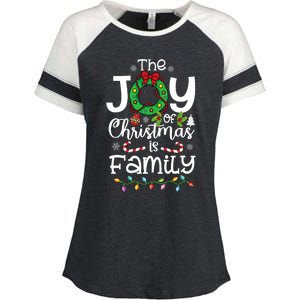 The Joy Of Christmas Is Family Xmas Family Enza Ladies Jersey Colorblock Tee