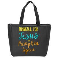 Thankful Jesus Pumpkin Spice Thanksgiving Pajamas Top Ladies Zip Tote Bag