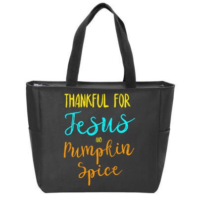 Thankful Jesus Pumpkin Spice Thanksgiving Pajamas Top Ladies Zip Tote Bag