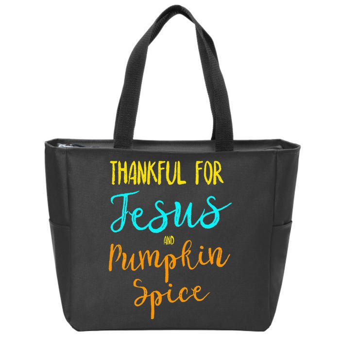 Thankful Jesus Pumpkin Spice Thanksgiving Pajamas Top Ladies Zip Tote Bag