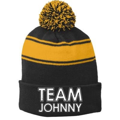 Team Johnny Retro Stripe Pom Pom Beanie