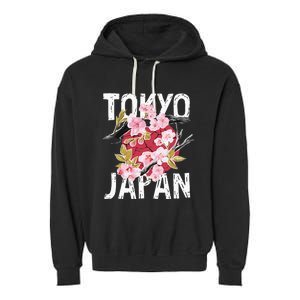 Tokyo Japan Sakura Cherry Blossom On Japan Red Sun Garment-Dyed Fleece Hoodie