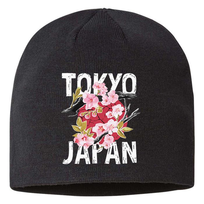 Tokyo Japan Sakura Cherry Blossom On Japan Red Sun Sustainable Beanie