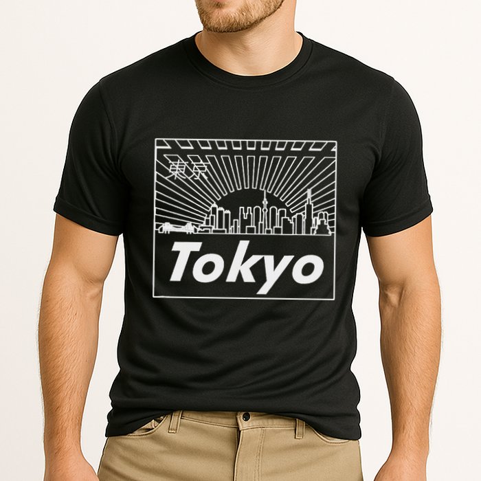 Tokyo Japan Skyline & Japanese Text Tokyo Cooling Performance Crew T-Shirt