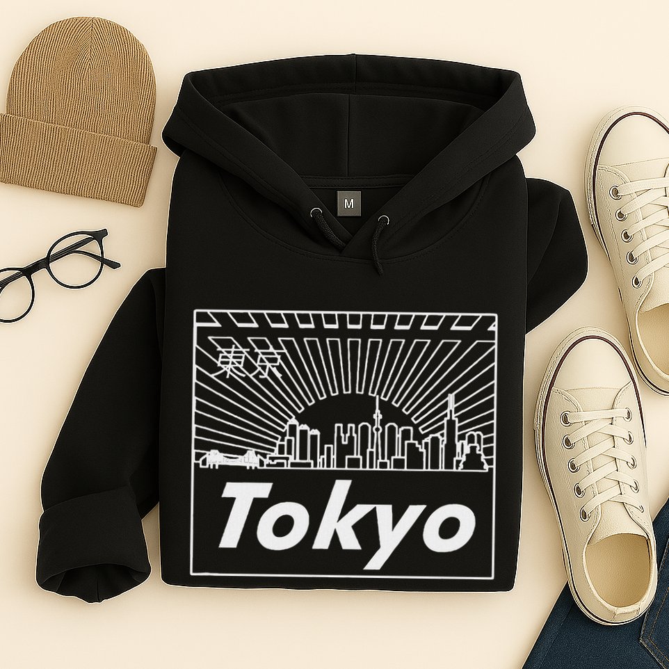 Tokyo Japan Skyline & Japanese Text Tokyo Hoodie