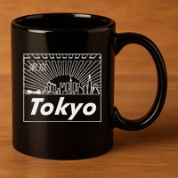 Tokyo Japan Skyline & Japanese Text Tokyo 11oz C Handle Ceramic Mug