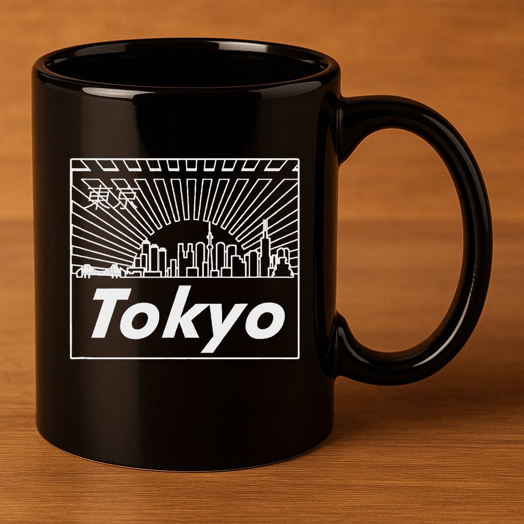 Tokyo Japan Skyline & Japanese Text Tokyo 11oz C Handle Ceramic Mug