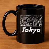 Tokyo Japan Skyline & Japanese Text Tokyo 11oz C Handle Ceramic Mug