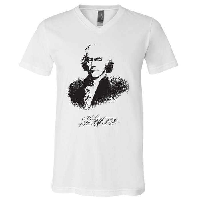 Thomas Jefferson Signature American Hero Presidential V-Neck T-Shirt