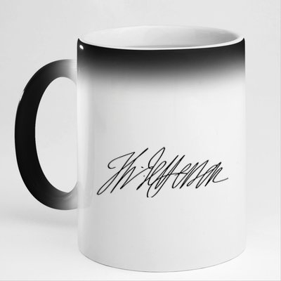 Thomas Jefferson Signature Of Act Of Independence 11oz Black Color Changing Mug