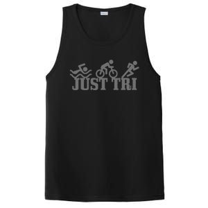 Triathlon Just Tri Sport Funny Triathlete Gift PosiCharge Competitor Tank