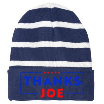 Thanks Joe Thank You Joe Biden Thank You President Striped Beanie with Solid Band