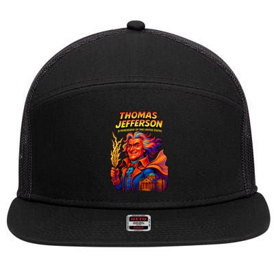 Thomas Jefferson The 3rd President Presidential Chronicles 7 Panel Mesh Trucker Snapback Hat