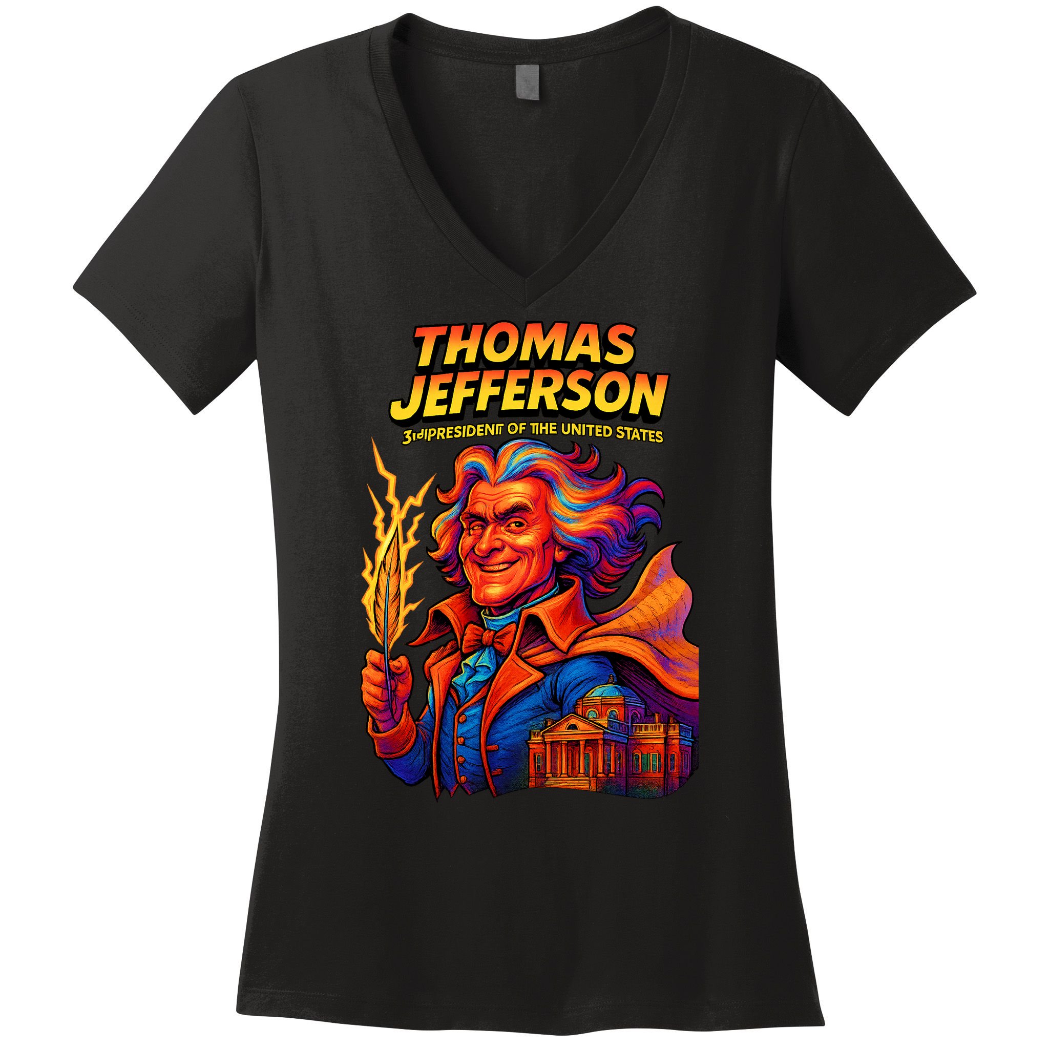 Thomas Jefferson The 3rd President Presidential Chronicles Women's V-Neck T-Shirt